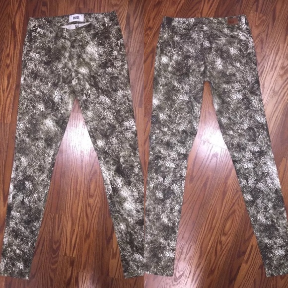 PAIGE Verdugo Ultra Skinny Green Print  Jeans - Picture 3 of 3